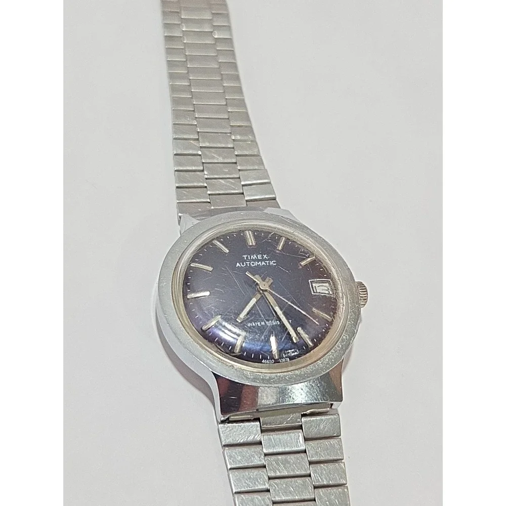 TIMEX 1975 AUTOMATIC 10879 COLLECTBLE Works Stainless Steel Band Vintage